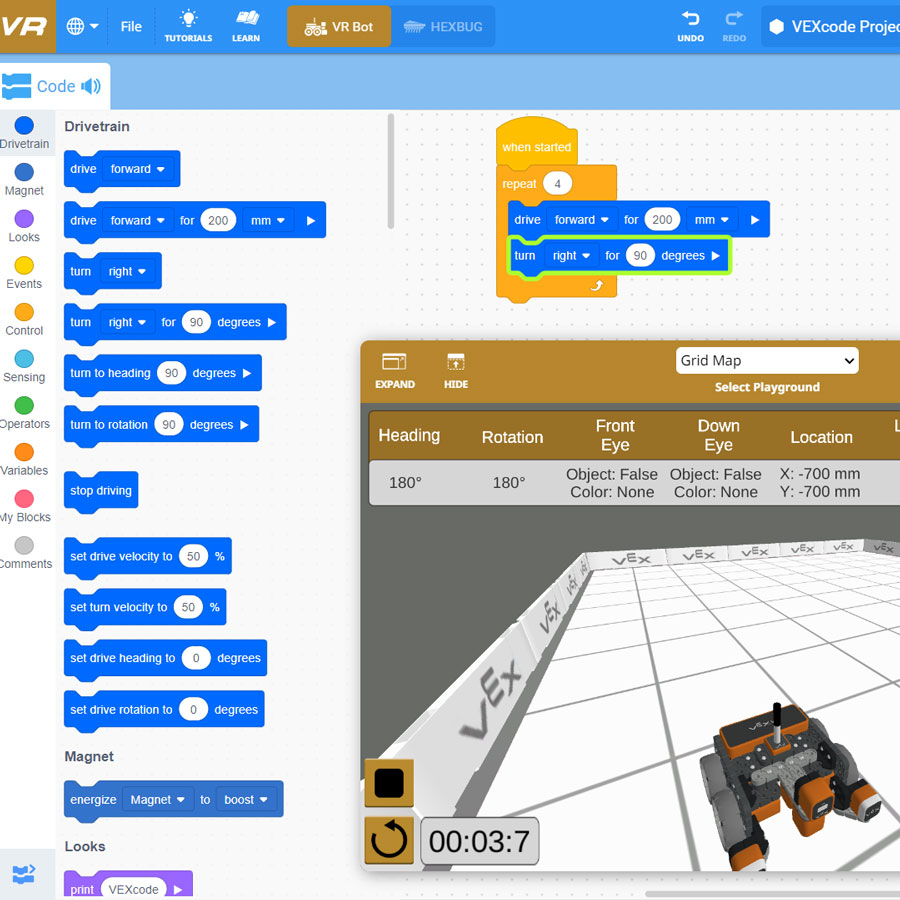 VEXcode user interface