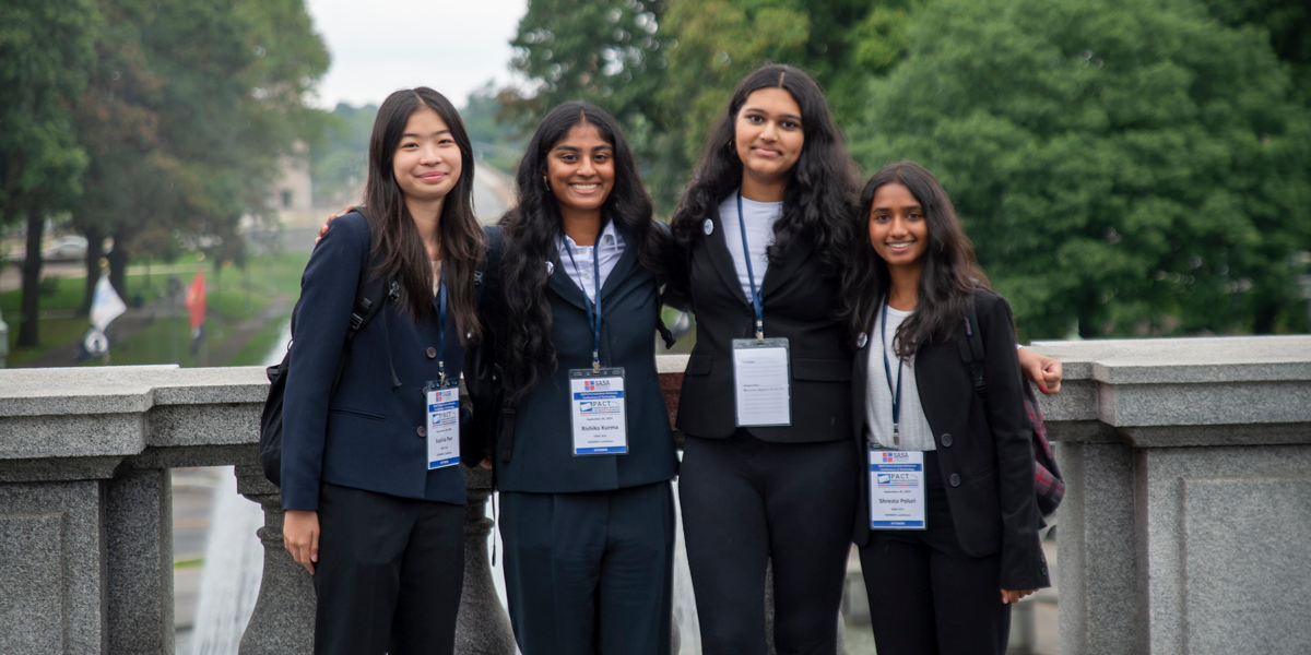 SASA students gather outdoors