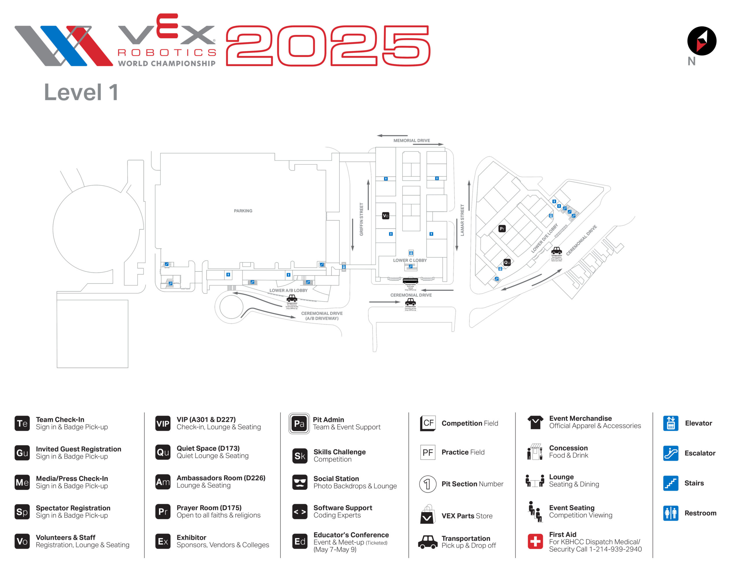 VEX Robotics World Championship Venue Map, Level 1