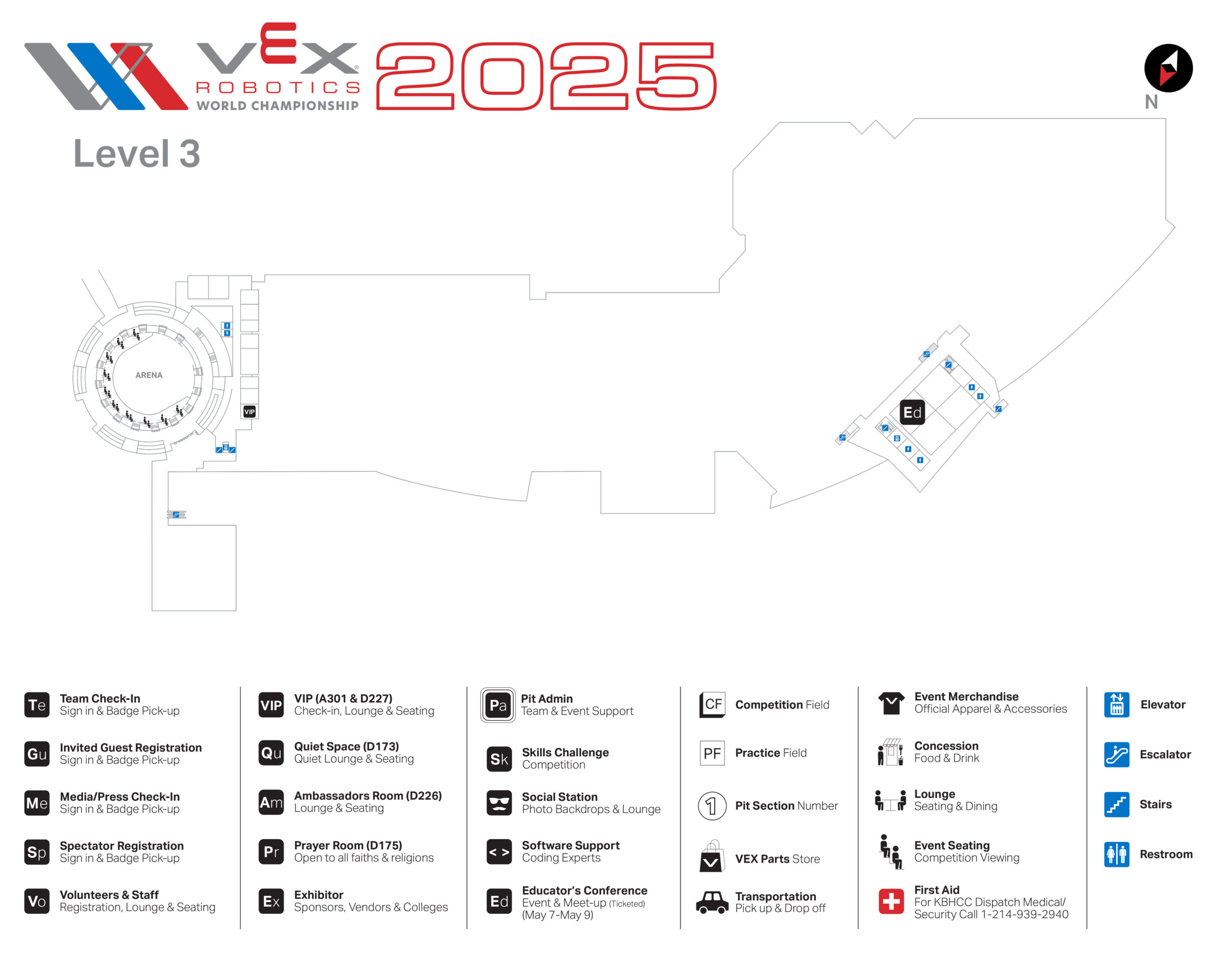 VEX Robotics World Championship Venue Map, Level 3