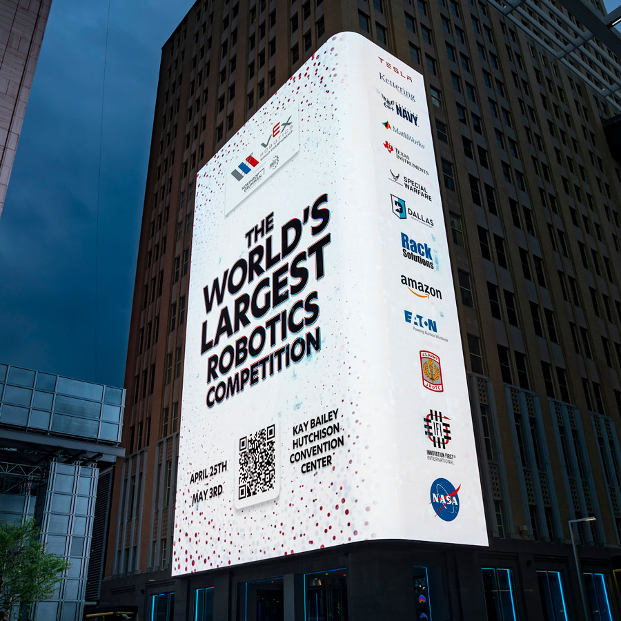 LED Wall advertising VEX Robotics World Championship