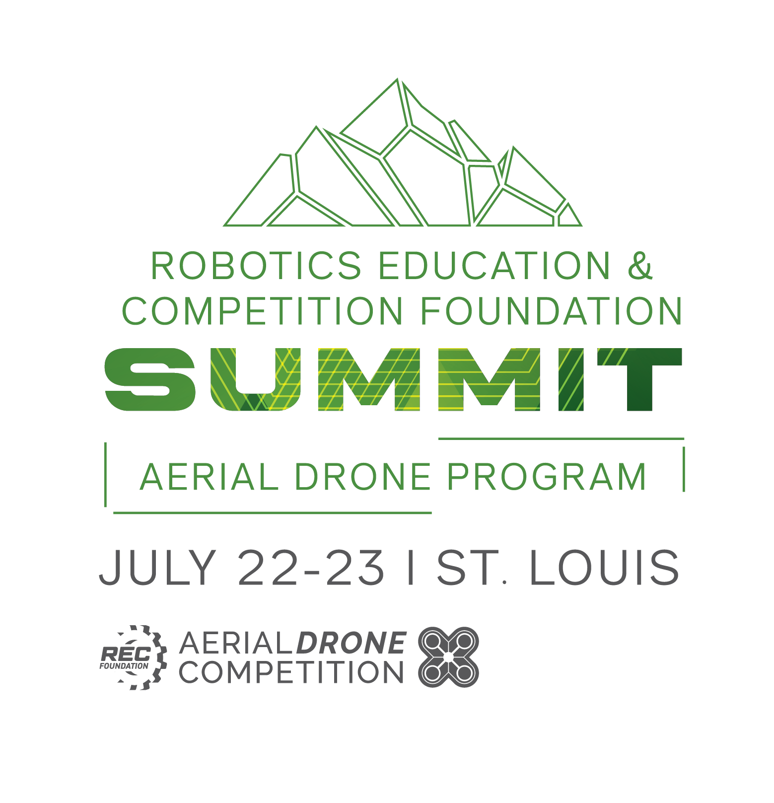 Robotics Education & Competition Foundation Summit Aerial Drone Program. July 22-23. St. Louis. Aerial Drone Competition