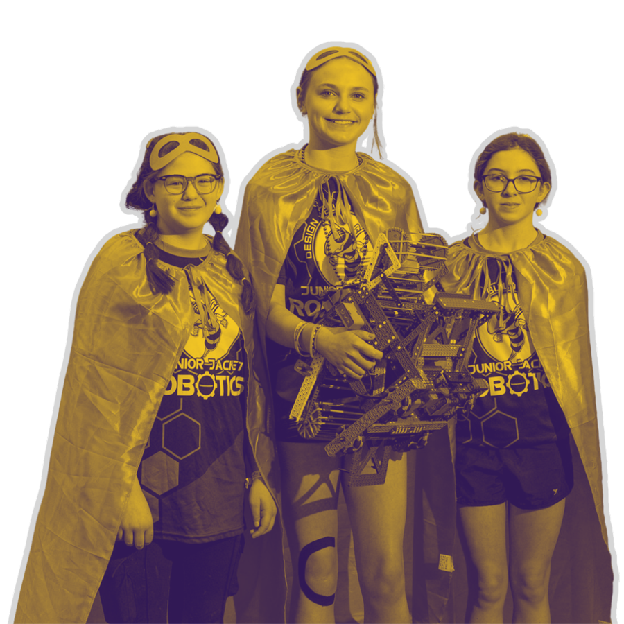 Team poses with robot