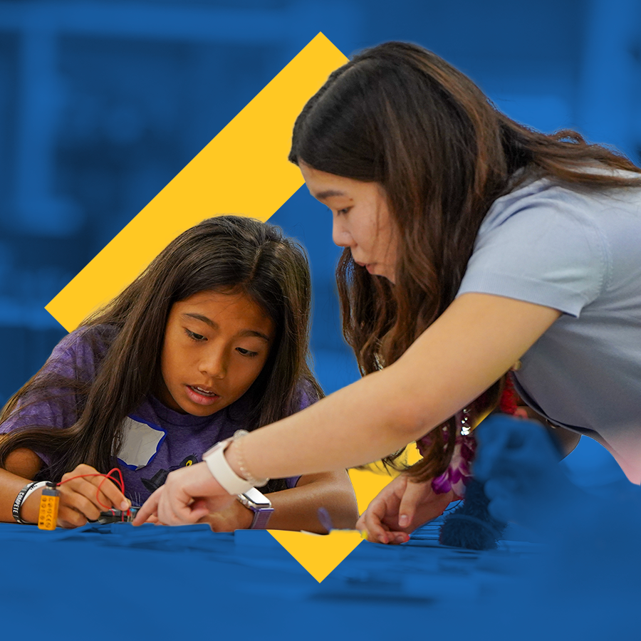 Mentor works with a student