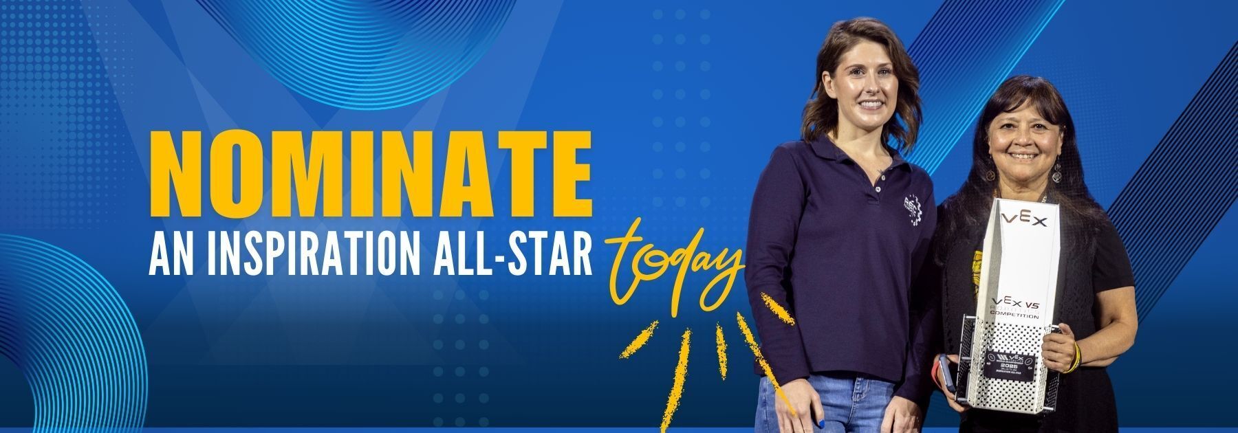 Inspiration all star recieves award on stage at VEX Robotics World Championship