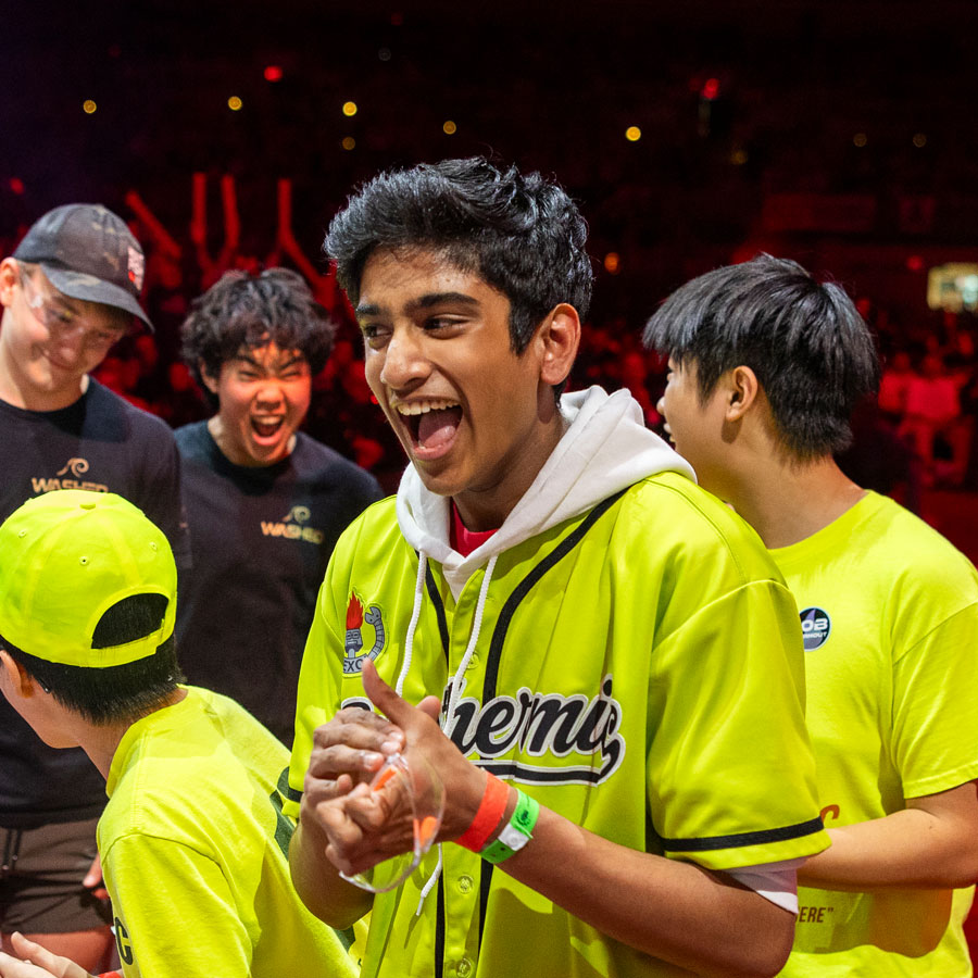 Participants celebrate victory at the VEX Robotics World Championship