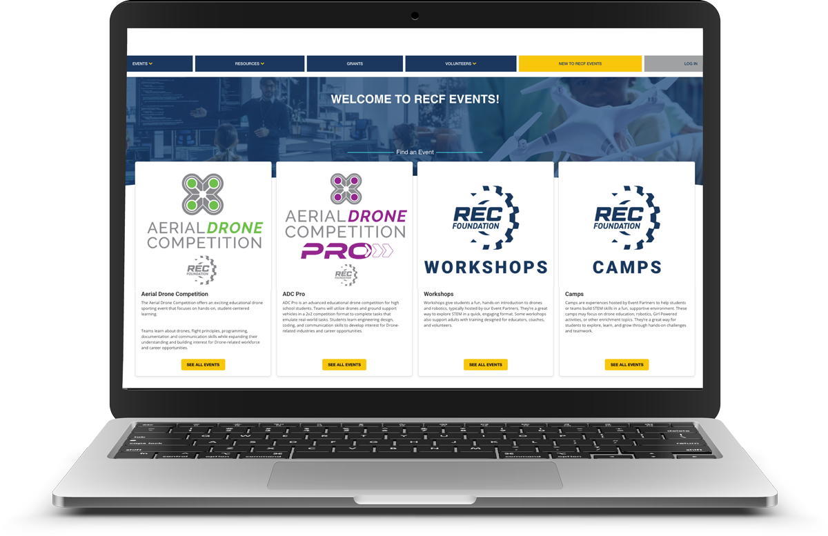 Screenshot of RECF-Events website