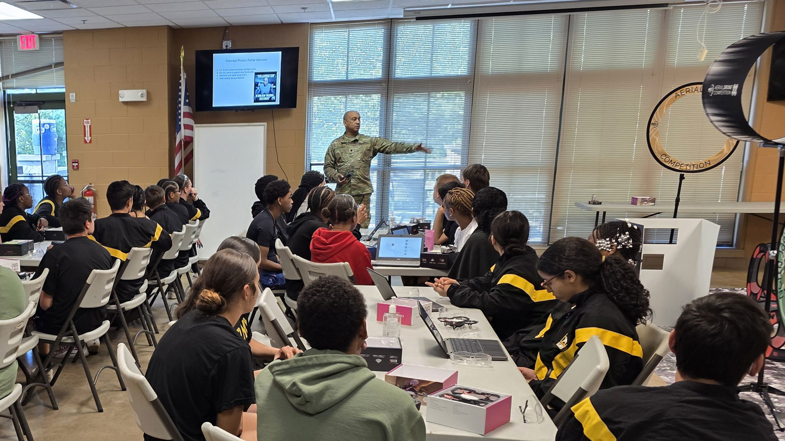 Students prepare for Aerial Drone Competition.