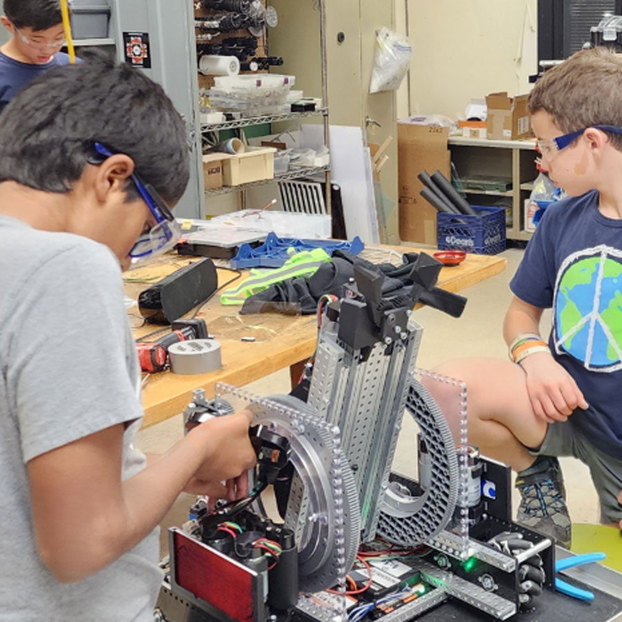 Students work on robot